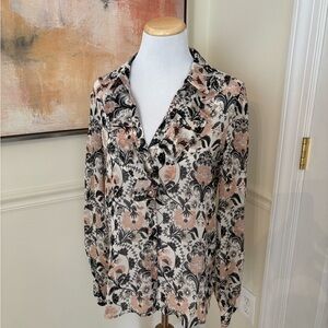 PAIGE Black and Cream Floral Blouse